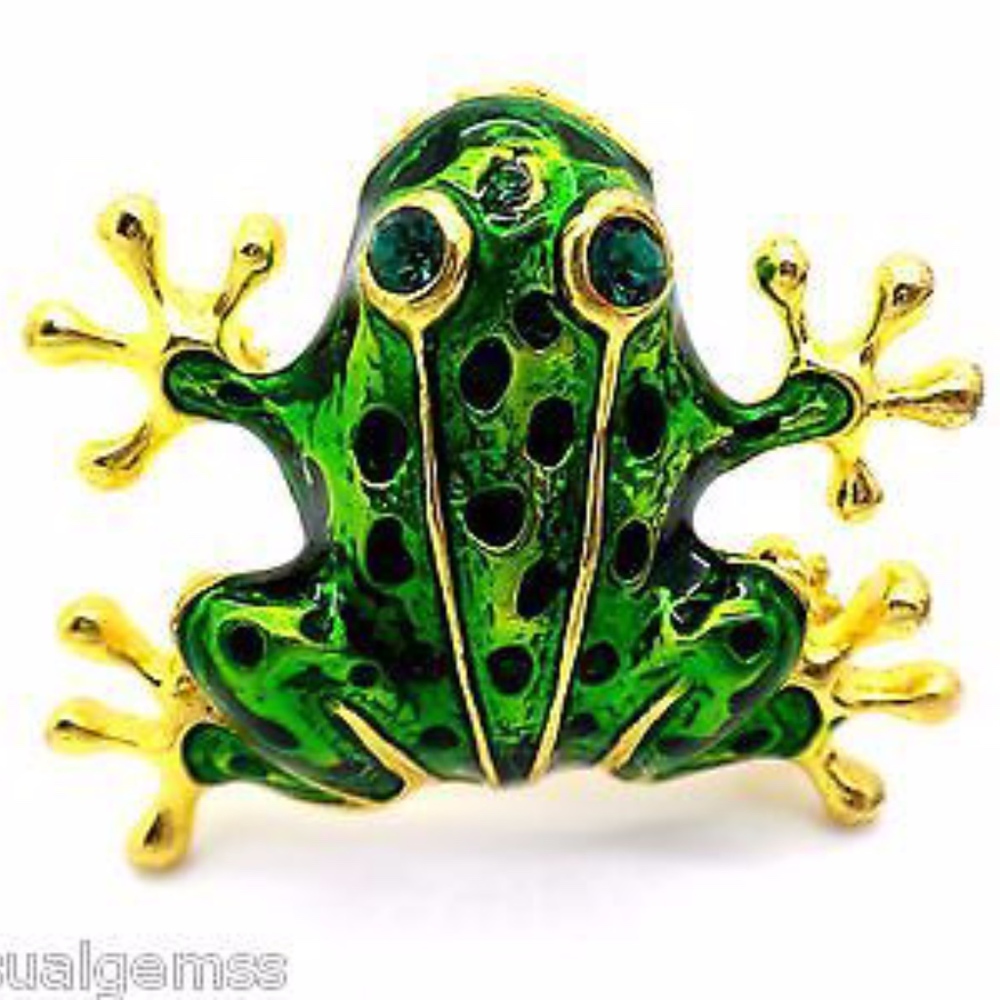 Frog Brooch Crystal Pin